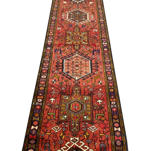 84 - PERSIAN KARAJA LONG RUNNER, 481cm x 80cm.