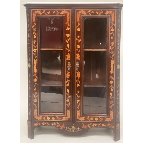 97 - DUTCH BOOKCASE, 19th century mahogany and satinwood marquetry inlay with two glazed panelled doors a... 