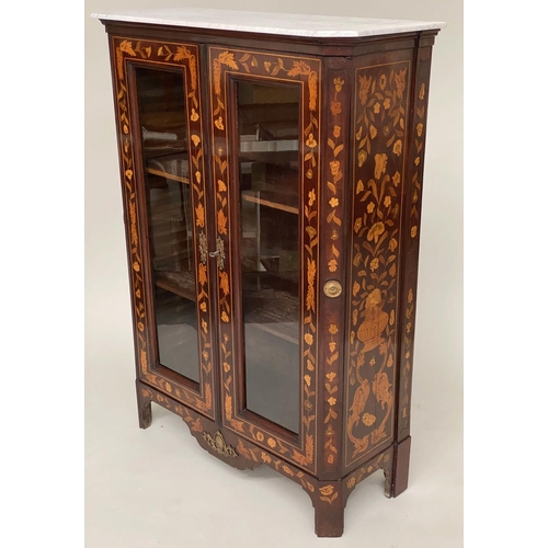 97 - DUTCH BOOKCASE, 19th century mahogany and satinwood marquetry inlay with two glazed panelled doors a... 