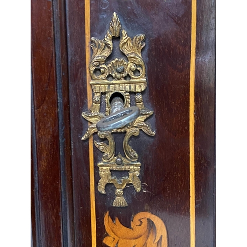 97 - DUTCH BOOKCASE, 19th century mahogany and satinwood marquetry inlay with two glazed panelled doors a... 