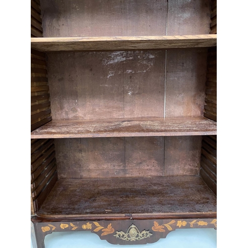 97 - DUTCH BOOKCASE, 19th century mahogany and satinwood marquetry inlay with two glazed panelled doors a... 