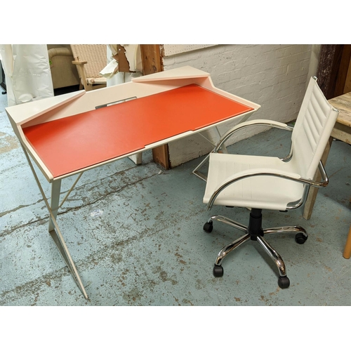 399 - CATTELAN ITALIA DESK, 121cm W x 73cm D, with two different writing surfaces and swivel chair desk. (... 