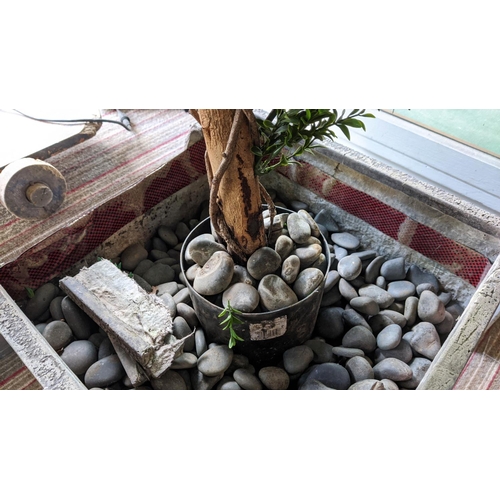 420 - FAUX BOX TREES, a pair, in planters, 170cm H. (2)