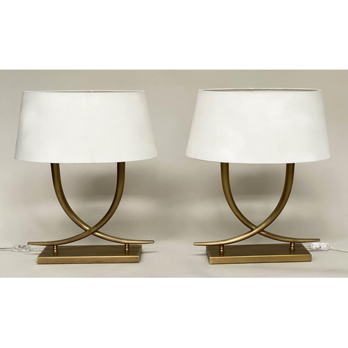 108 - TABLE LAMPS, a pair, R V Astley 'Iva' intertwind gilt metal, with shades, 59cm. (2)