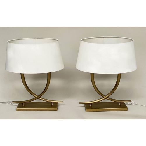 108 - TABLE LAMPS, a pair, R V Astley 'Iva' intertwind gilt metal, with shades, 59cm. (2)