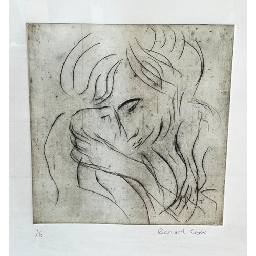 35 - RICHARD COOK (B.1947), 'Portrait', etching, 75cm x 56cm, framed.