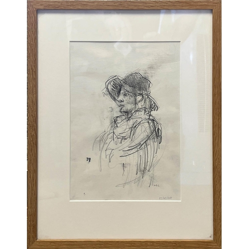 37 - WILLIAM ROPER CURZON, 'Figure studies', pencil and crayon, 28cm x 99cm, framed. (2)