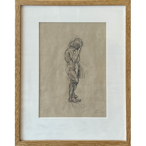 37 - WILLIAM ROPER CURZON, 'Figure studies', pencil and crayon, 28cm x 99cm, framed. (2)