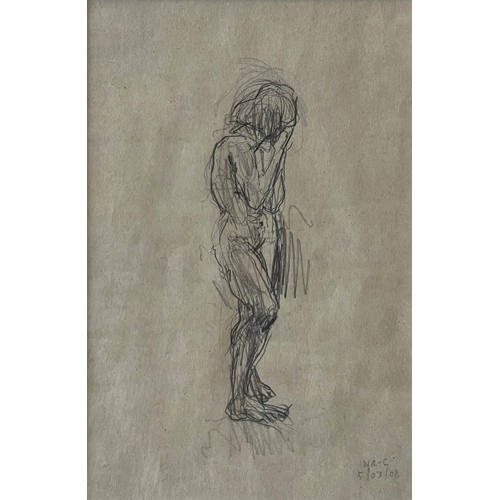 37 - WILLIAM ROPER CURZON, 'Figure studies', pencil and crayon, 28cm x 99cm, framed. (2)