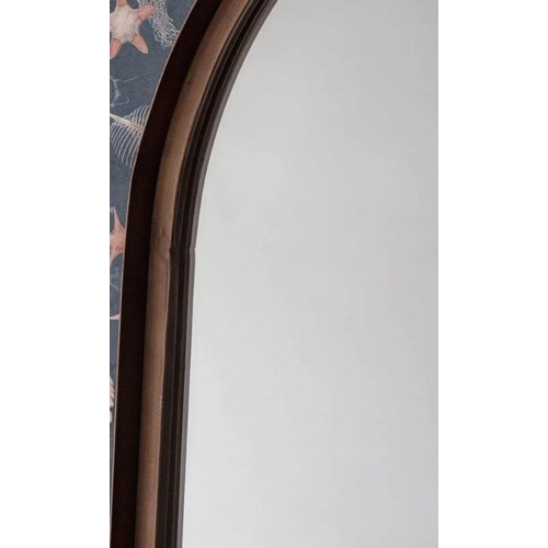 408 - ARCHITECTURAL WALL MIRRORS, a pair, aged bronzed finish frames, 50.5cm W x 4cm D x 170cm H.