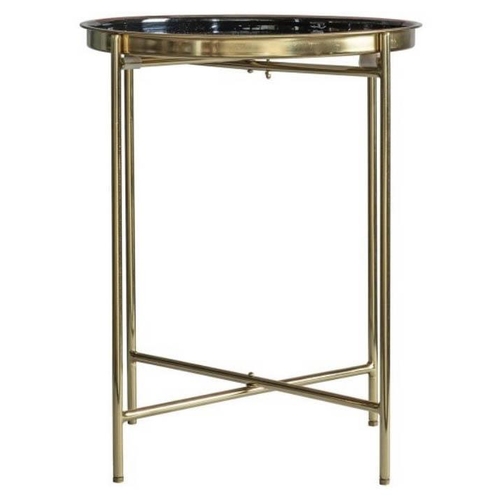 415 - SIDE TABLES, a pair, 1950s Italian style, gilt metal, black enamelled tray tops. Foldable for easy s... 