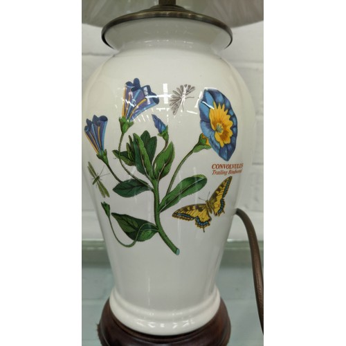 346 - TABLE LAMPS, a pair, 45cm H, glazed ceramic, floral design, with shades (2)