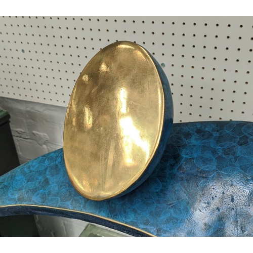 450 - CONTEMPORARY SCHOOL, untitled abstract sculpture, blue painted and gilt metal, 67cm H.