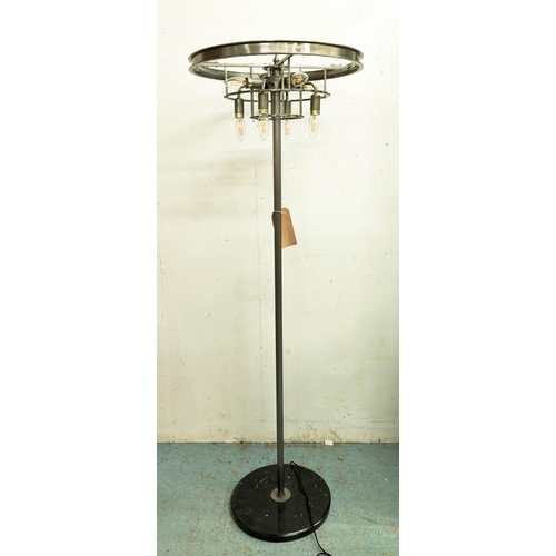 405 - TIMOTHY OULTON ODEON FLOOR LAMP, 160cm, prismatic crystal drops on a metal column and marble base.