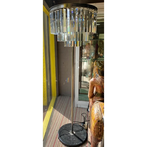 405 - TIMOTHY OULTON ODEON FLOOR LAMP, 160cm, prismatic crystal drops on a metal column and marble base.