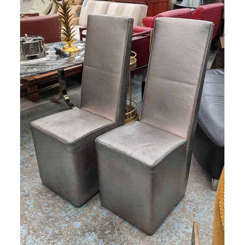 452 - SIDE CHAIRS, a pair, contemporary silvered upholstery, 105cm H. (2)