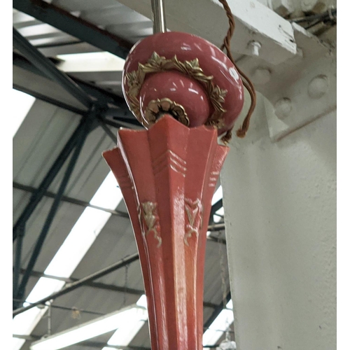 441 - CHANDELIER, vintage 1950s, painted metal with bird detail, five branch, 80cm drop.