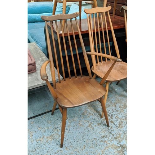 340 - ERCOL GOLDSMITH CHAIRS, a set of five, vintage and one other inspired, 98cm H. (6)