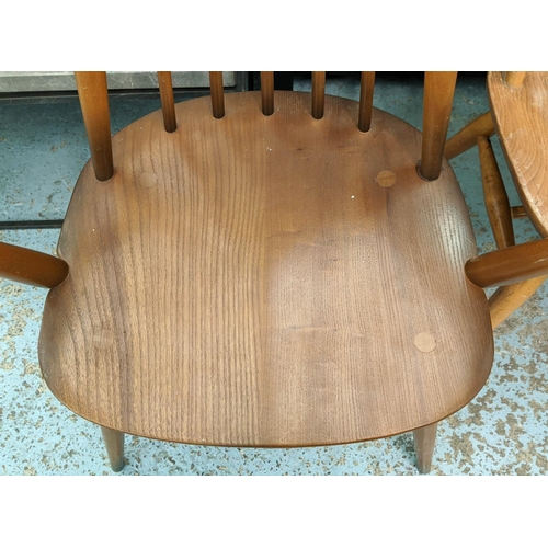 340 - ERCOL GOLDSMITH CHAIRS, a set of five, vintage and one other inspired, 98cm H. (6)