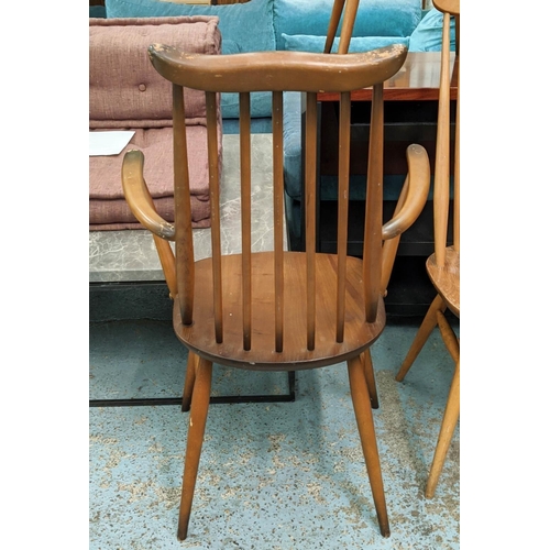 340 - ERCOL GOLDSMITH CHAIRS, a set of five, vintage and one other inspired, 98cm H. (6)