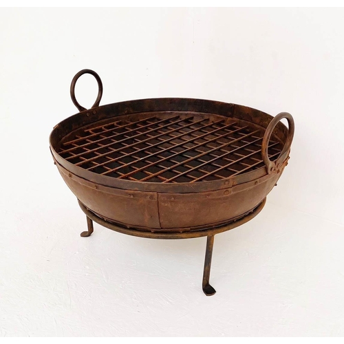 431 - KADAI FIRE BOWL, 47cm H x 64cm x 60cm, on stand.