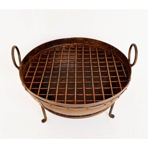 431 - KADAI FIRE BOWL, 47cm H x 64cm x 60cm, on stand.