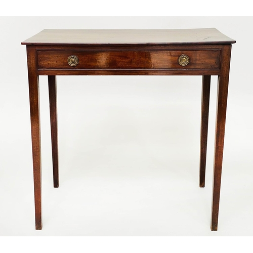 109 - WRITING TABLE, George III mahogany with full 
width frieze drawer and square tapering supports, 76cm... 