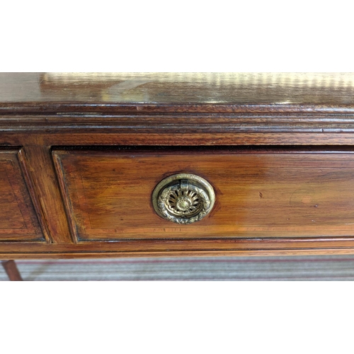 111 - WRITING TABLE, 122cm W x 49cm D x 80cm H, early 20th century Georgian style mahogany with three frie... 