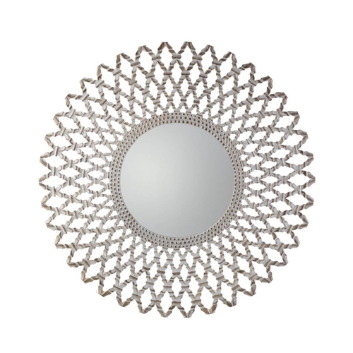 388 - CIRCULAR WALL MIRROR, Moroccan style lattice frame in an aged washed finish, 122cm W x 122cm H x 2.5... 