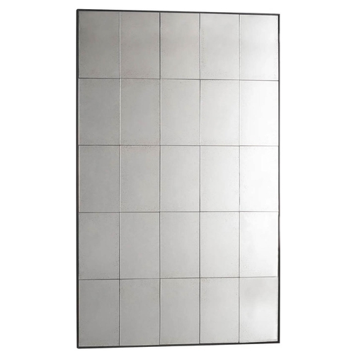 396 - ARCHITECTURAL WALL MIRROR, antiqued segmented plate, 100cm W x 160cm H x 3cm D.