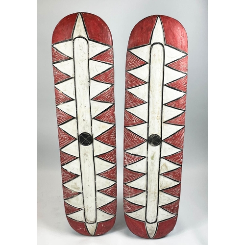 8 - FANG SHIELDS, a pair, Gabon. (2) 120cm H x 29cm W