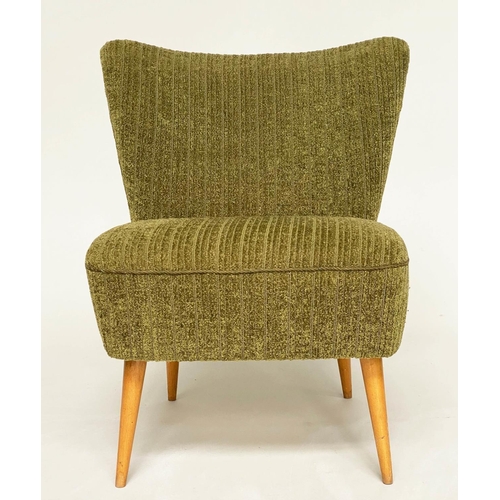 279 - DANISH CHAIRS, a pair, 1950s with green weave upholstery and splay supports, 73cm W. (2)