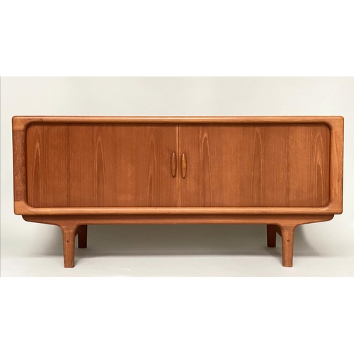 284 - DYRLUND SIDEBOARD, 1970s teak with two stitching doors enclosing baize lined trays and shelf, 168cm ... 