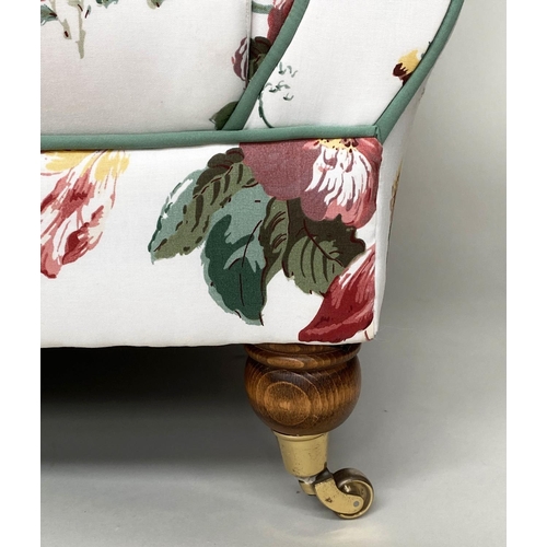 127 - SOFA, English Country House style, with floral bouquet printed cotton, upholstered and feather cushi... 