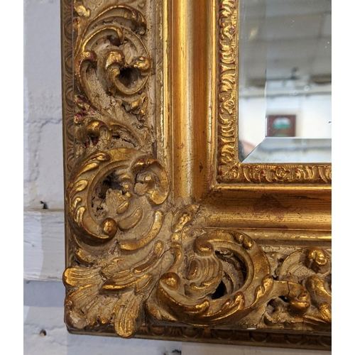 115 - WALL MIRROR, 54cm W x 64cm H, gilt frame and plate bevelled.