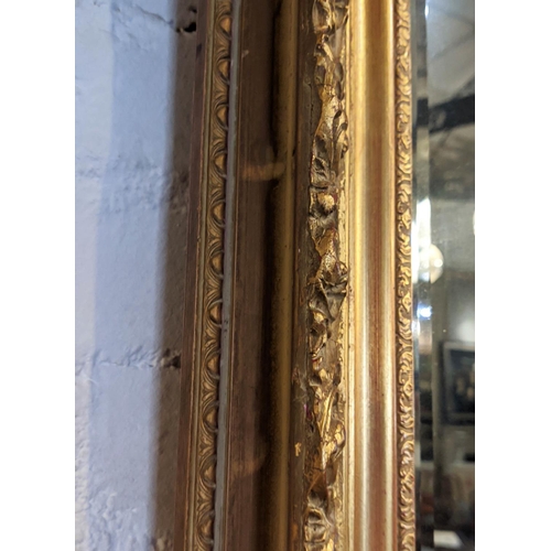 115 - WALL MIRROR, 54cm W x 64cm H, gilt frame and plate bevelled.