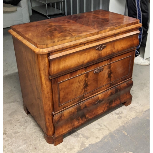 122 - COMMODE, 93cm x 51cm x 82cm H, mid 19th century Danish mahogany, with three drawers.