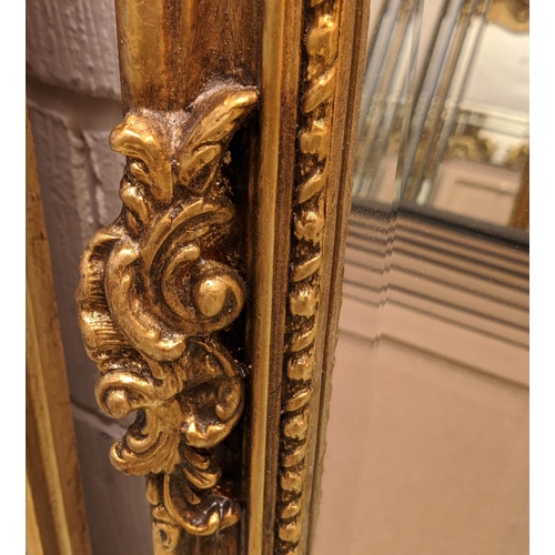 342 - WALL PIER MIRRORS, a pair, 178cm x 58cm, Belle Époque style, gilt frames with lion head detail. (2)