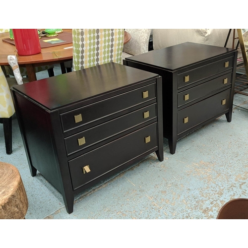 402 - SIDE CHESTS, a pair, contemporary design, each with three drawers, 81.5cm x 56cm x 69cm. (2)