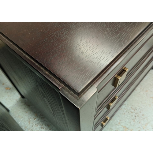 402 - SIDE CHESTS, a pair, contemporary design, each with three drawers, 81.5cm x 56cm x 69cm. (2)