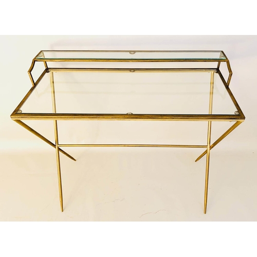 361 - WRITING DESK, 87cm high, 95cm wide, 42cm deep, 1960s French style, glass and gilt metal.