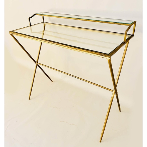 361 - WRITING DESK, 87cm high, 95cm wide, 42cm deep, 1960s French style, glass and gilt metal.