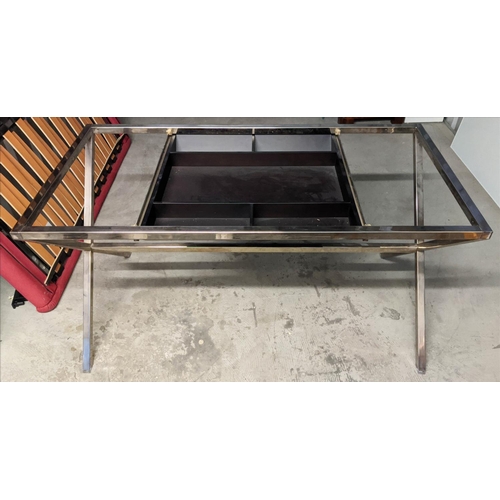 465 - PORADA STYLO DESK, by T. Colzani, glass and metal, 140cm x 70cm x 76cm H.