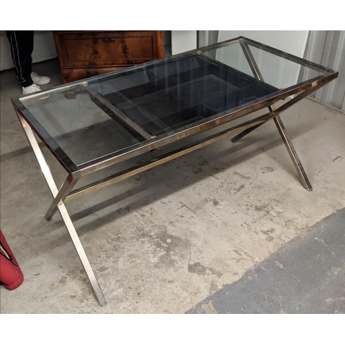 465 - PORADA STYLO DESK, by T. Colzani, glass and metal, 140cm x 70cm x 76cm H.