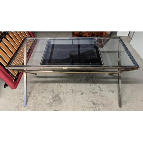 465 - PORADA STYLO DESK, by T. Colzani, glass and metal, 140cm x 70cm x 76cm H.