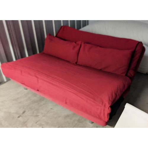 462 - LIGNE ROSET 'MULTY' SOFABED, by Claude Brisson, 165cm W, in red fabric.