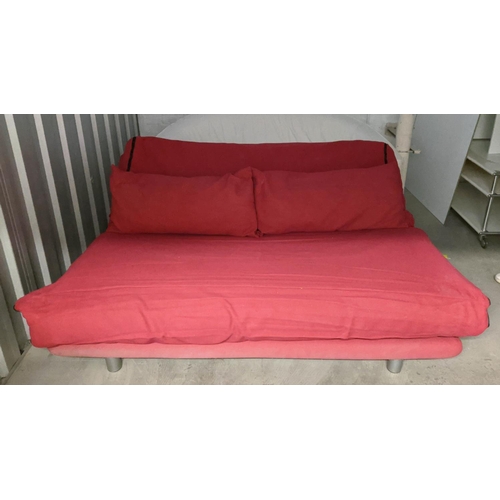 462 - LIGNE ROSET 'MULTY' SOFABED, by Claude Brisson, 165cm W, in red fabric.