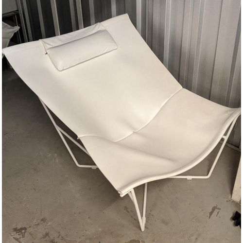 463 - SEMENA ARMCHAIR BY DAVID WEEKS, white leather, 90cm x 81cm H.