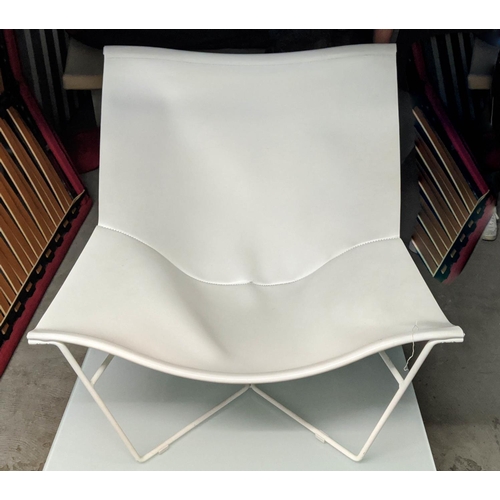 463 - SEMENA ARMCHAIR BY DAVID WEEKS, white leather, 90cm x 81cm H.