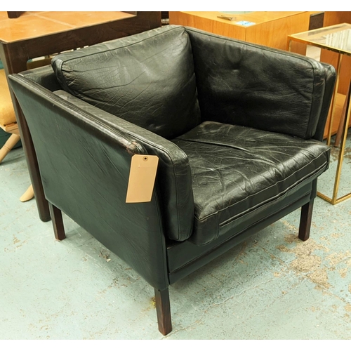 466 - ARMCHAIR, Morgens Hansen style, leather upholstered, 84cm W.